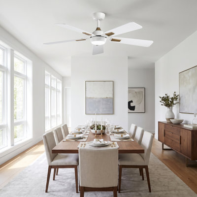 Vaczon 52" Smart Dimmable LED Ceiling Fan with 3CCT Lights, Remote/APP Control, Double-Sided Wood Blades, 6-Speed Reversible DC Motor, Adjustable Height
