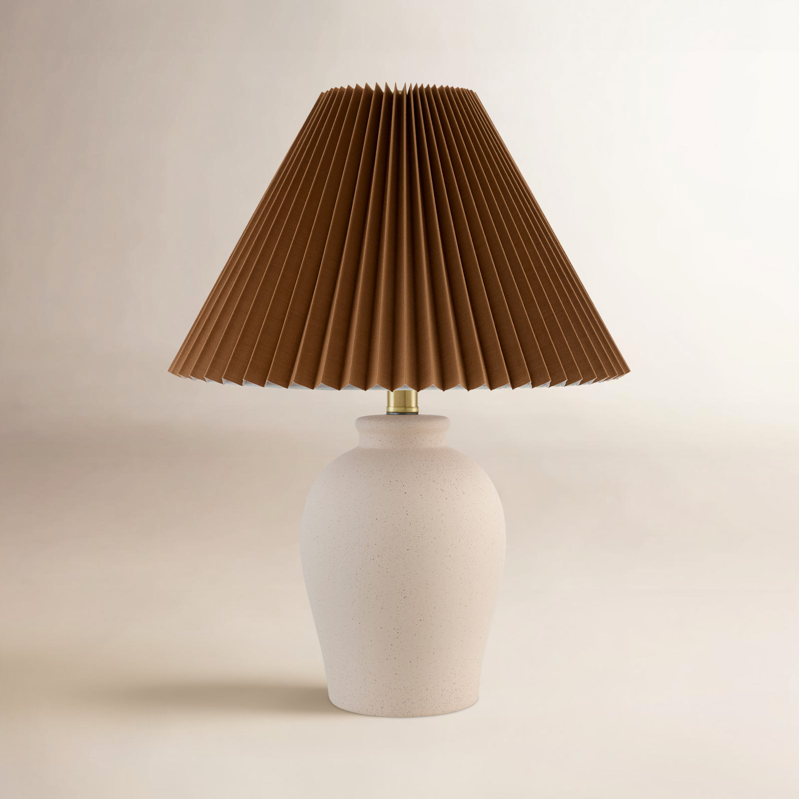 Chemise Ceramic Table Lamp, Shell, Parchment, Brown