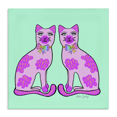 Toile en miroir avec chats mauves, design par Katie Conley