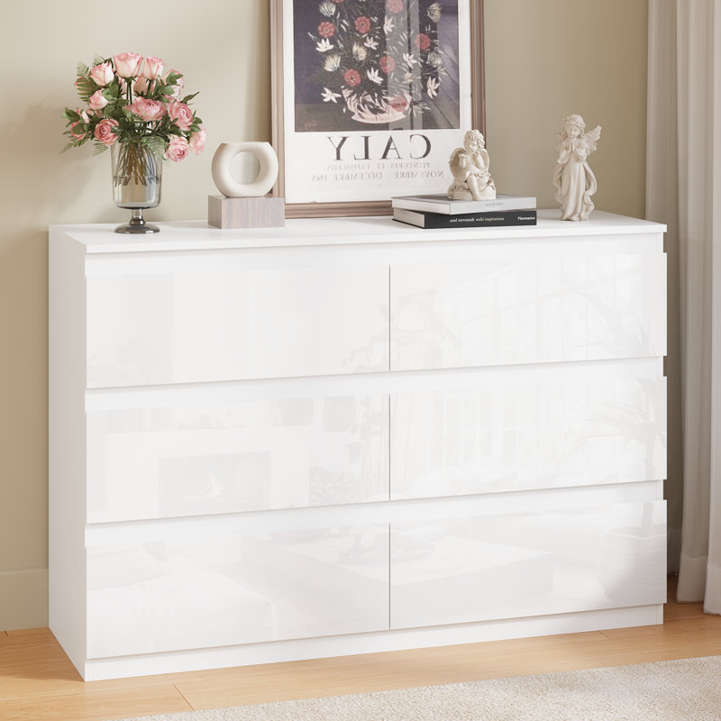 Ato 6-Drawer Double Dresser, 47.2’’W, White