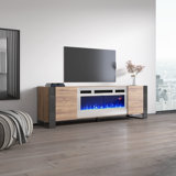 Rickeisha TV Stand for TVs up to 85" with Electric Fireplace Included