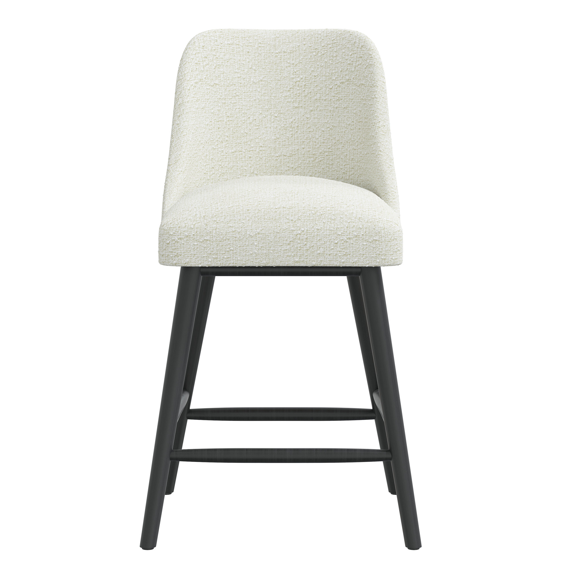 Gallie Mid-Century Modern Stool, White, Counter Stool (27” Seat Height), Black