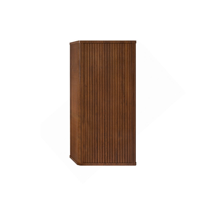 Striped Walnut Bathroom Floating Side Cabinet, Wall-mounted Storage Cabinet for Small Spaces, Pre-assembled, Walnut