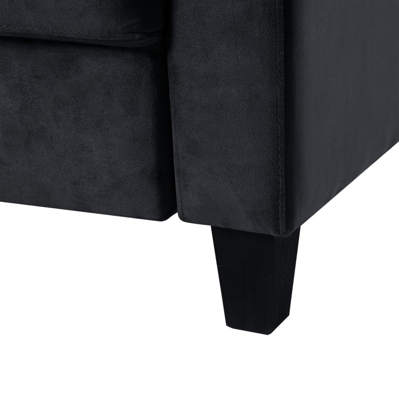 Canapé modulaire confortable pour canapé modulaire moderne 1 + 2 + 3, Noir, noir, noir, noir, H 30,9 po x l 77 po x P 33 po