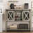 Coffee Bar Cabinet, Farmhouse Sideboard Buffet with Wine Glass Rack & Liquor Storage-1817514655