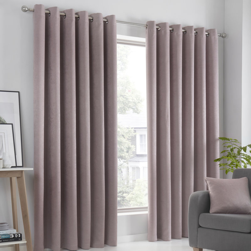 Room Darkening Curtain Pair, Pink, Width 168 x Drop 229 cm