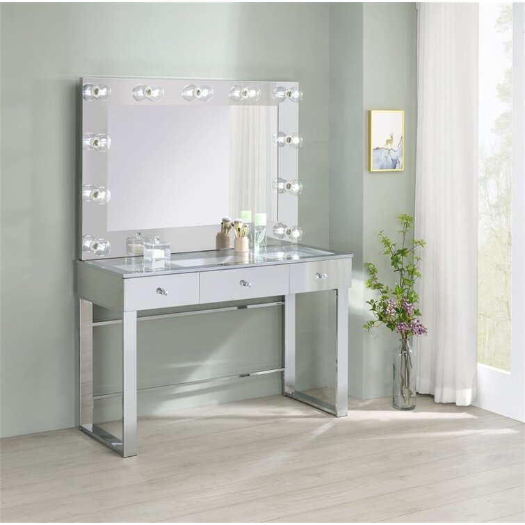 SlayStation Clear Top Mini Vanity Table + Glow XL Mirror Bundle