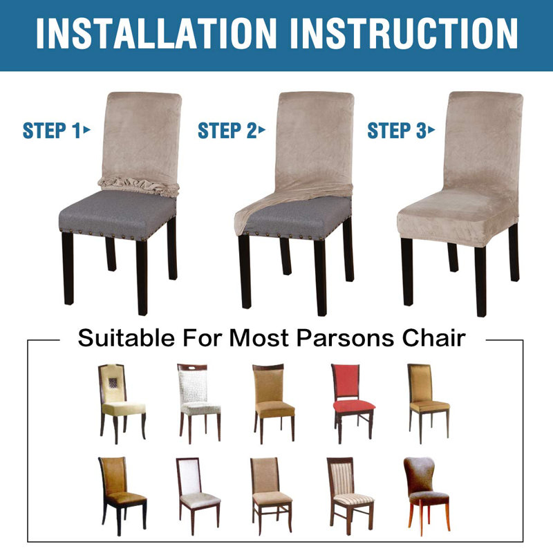Ensemble de 4 chaises de salle à manger extensibles pour salle à manger, H 26 po x l 19 po x P 19 po, Tissu brun