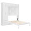 Grand lit mural avec armoire supérieure, tablettes, garde-robe et tiroirs - pliable pour économiser de l'espace en blanc, idéal pour les petits appartements, avec des lattes flexibles, des tiroirs de sommeil confortables, des espaces de vie