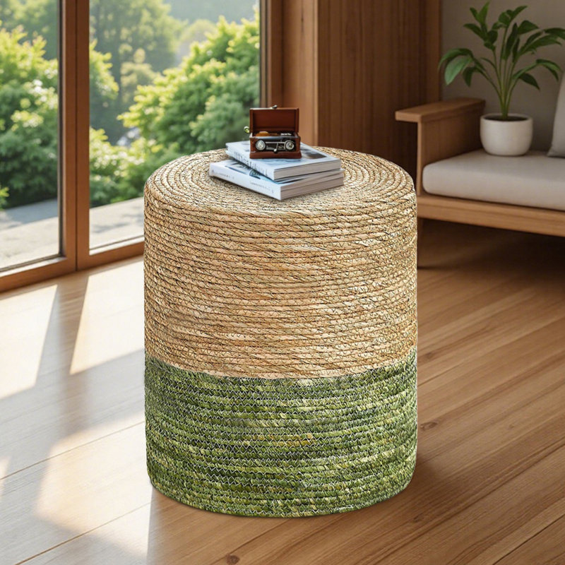 Hallissey Upholstered Pouf, Green