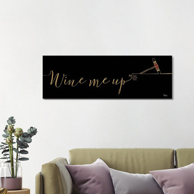 Underlined Wine on Black III 1 Piece Wrapped Canvas Panoramic Wall Art