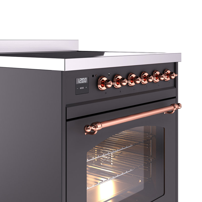 ILVE Nostalgie II 30 in Induction Range, Graphite Matte/Copper
