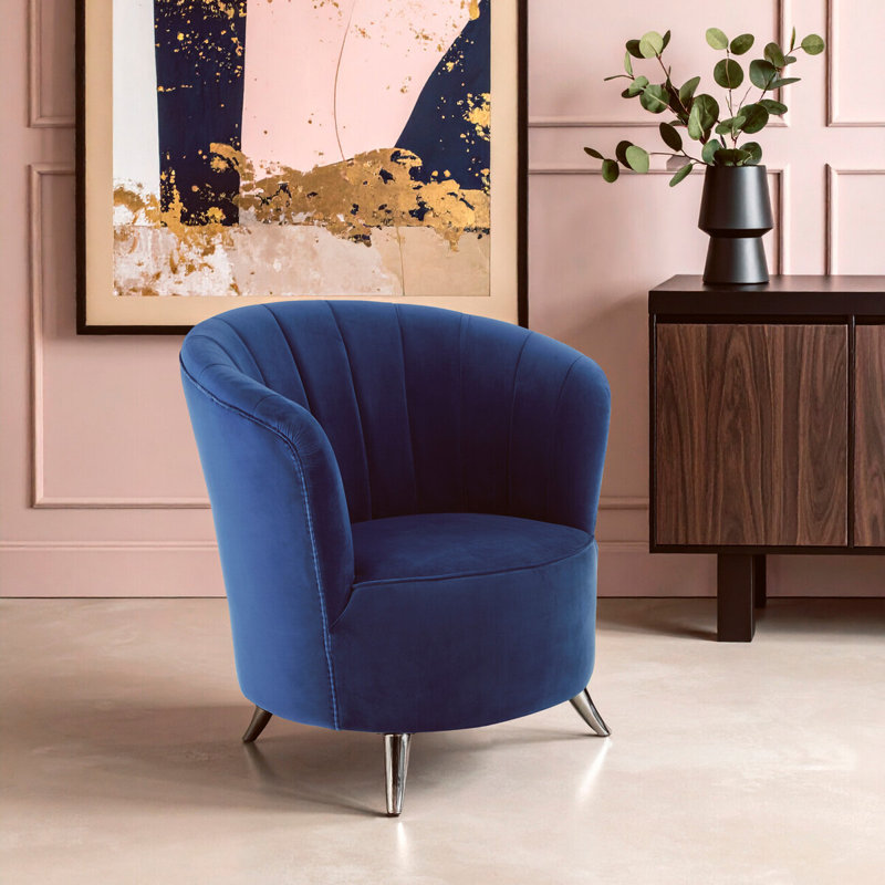 St. Charles Upholstered Barrel Chair, Black Velvet