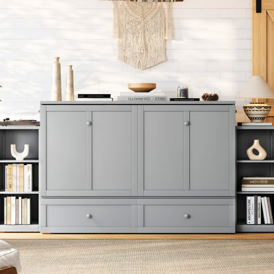 Grand lit avec finition grise, grand espace de rangement et espace pour les chambres d'amis en gris, avec des tiroirs spacieux, des chambres compactes parfaites
