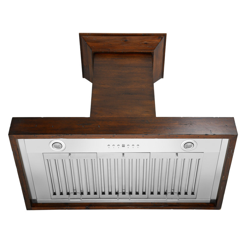 30" Wood 400 CFM Ducted Wall Mount Range Hood, Walnut