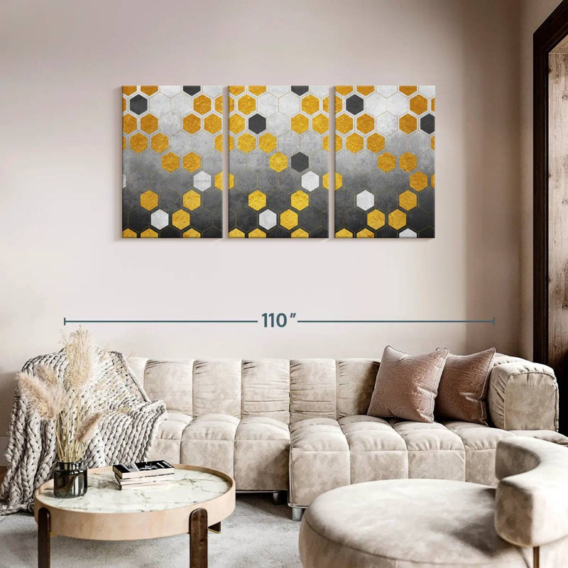 «Abstract Geometric Hexagons», reproduction d'art sur toile, H 39 po x l 80 po x P 1,25 po