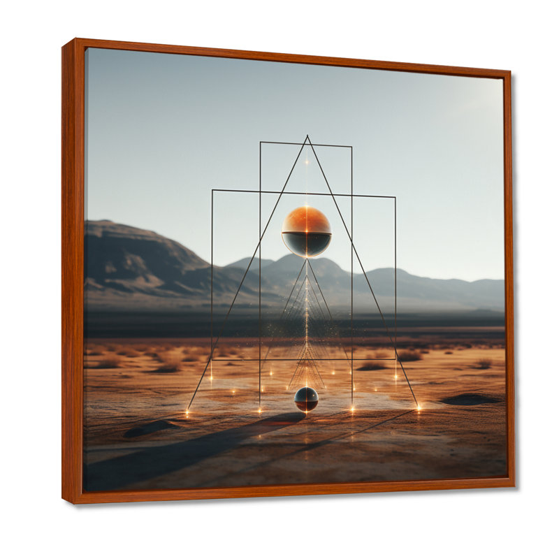 Radiant Tranquility Minimal - Abstract Landscape, reproduction d'art mural, Cadre flottant brun, H 36 po x l 36 po