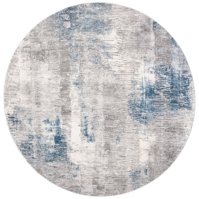 Tapis abstrait Keyra Performance, Rond 6 pi 7 po