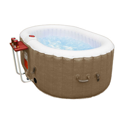 Oval Inflatable Jetted Hot Tub with Drink Tray and Cover