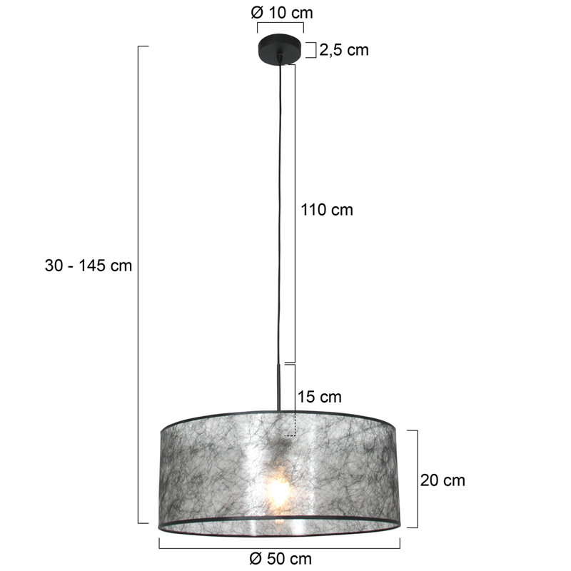 Durel 1 - Light Black Single Pendant, Grey