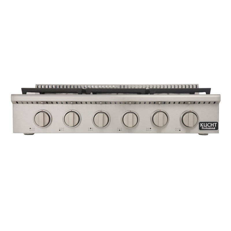 Kucht 36'' W Cooktop, Classic Silver, Liquid Propane