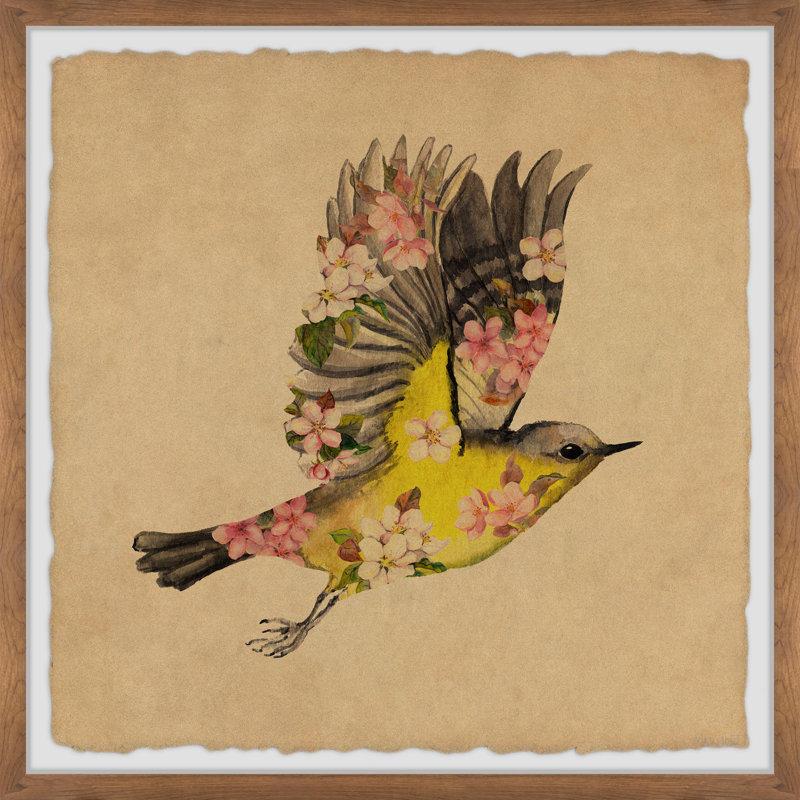 «Flowers Take Wing», reproduction encadrée, H 12 po x l 12 po