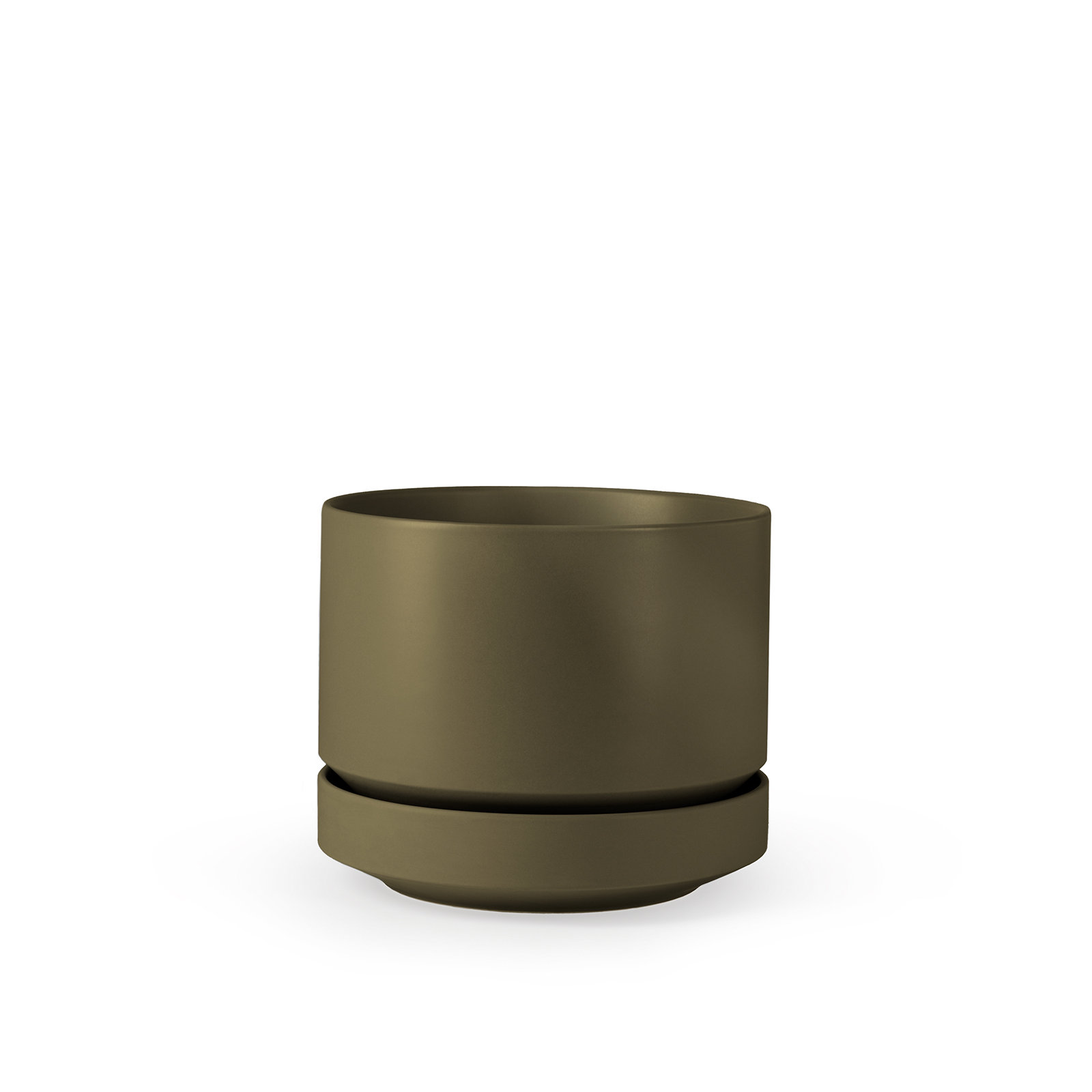 Byer Handmade Ceramic Pot Planter, 6" H x 7" W x 7" D, Olive