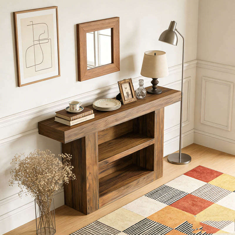 Farmhouse Entryway Console Table with U-Shaped Base