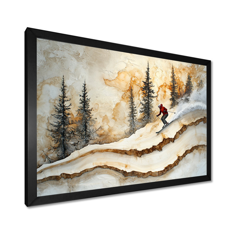 Makhi Cyrstal ski dans un paysage d'hiver III - art mural de ski, Reproduction encadrée d'une seule photo sans pass