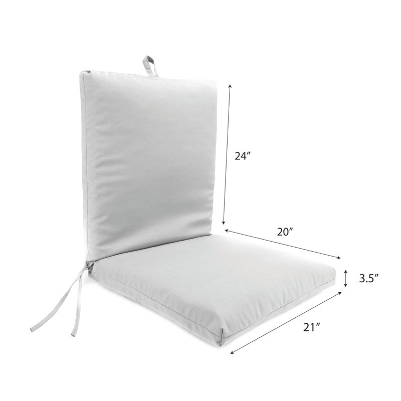21" x 44" Outdoor Chair Cushion with Ties and Loop, Solid Celestial