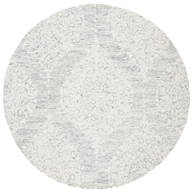 Tapis géométrique en laine et en coton touffeté à la main Iberia, Rond 6 pi