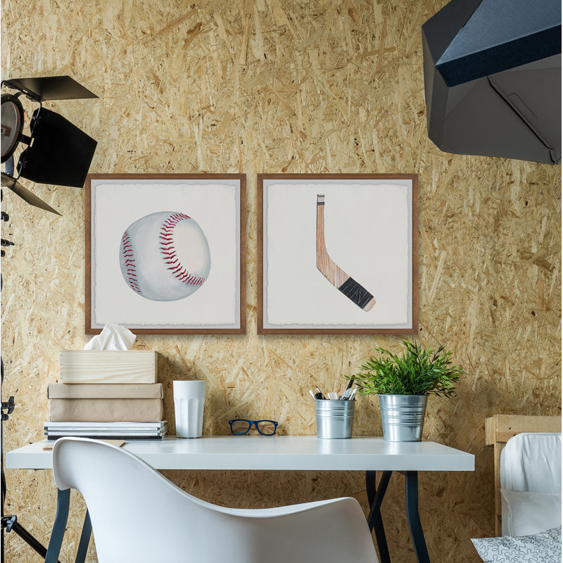 «Marquand Baseball and Hockey Stick Diptych», reproduction encadrée, H 12 po x l 12 po x P 2 po