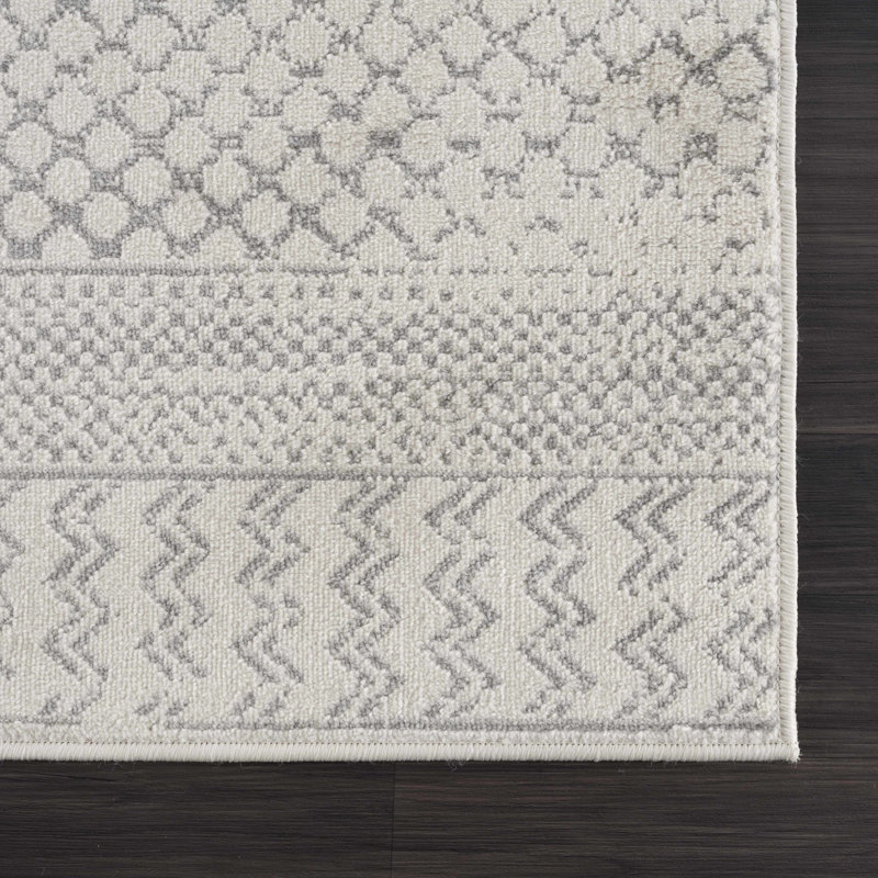 Tapis gris clair, gris foncé, beige Dounia, Tapis de couloir 2 pi 7 po x 12 pi