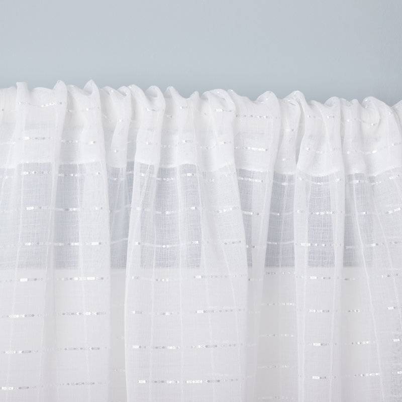 White Semi-Sheer Polyester Rod Pocket Curtain Panel Pair