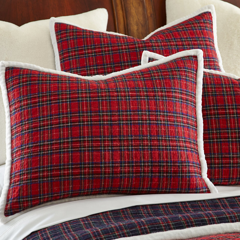 Plaid Fur Quilt Set, King Quilt + 2 King  Shams