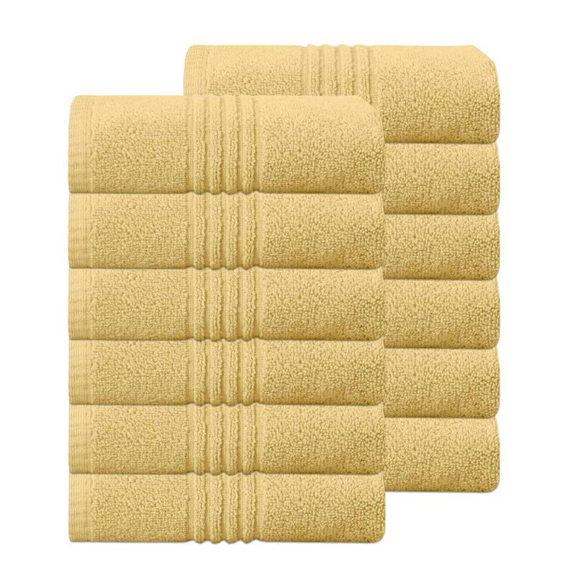 Ensemble de serviettes de bain 100% coton 100% coton Zorb Twist 500 g / m² Robbin de Home Weavers, 16 po x 24 po (12) (12 serviettes à main), jaune