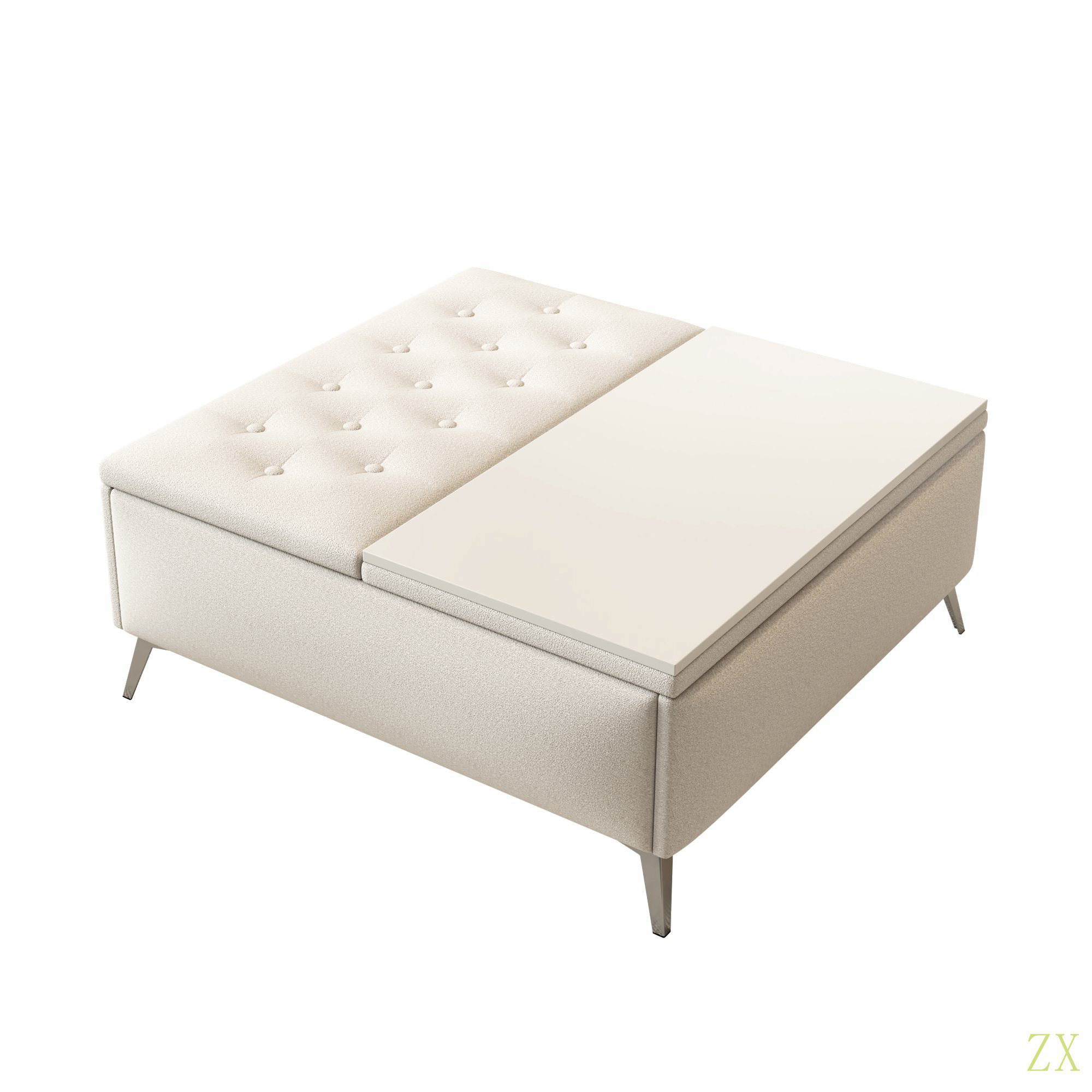 Image showcasing George Oliver 35 Inch Wide Square Storage Benches Coffee Table With ...