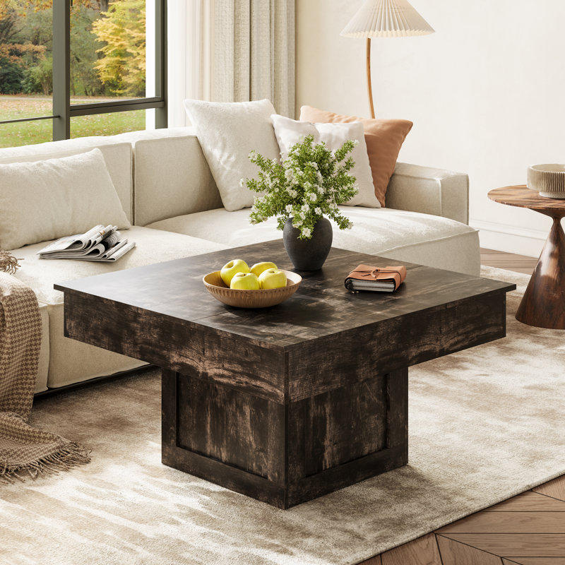 Table basse en bois manufacturé à DEL 30,5 po Gardal, Gris foncé, Gris foncé