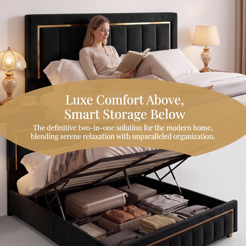 Ottoman Bed, 150*200cm, Black