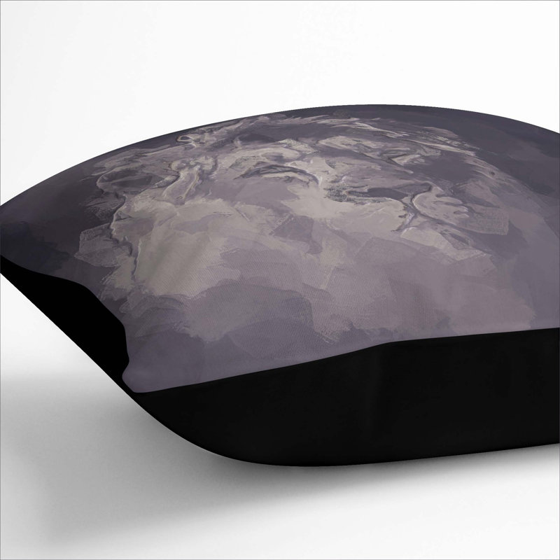 Lion in the Mist Cushion with Filling, 40cm H x 40cm W x 15cm D, Black