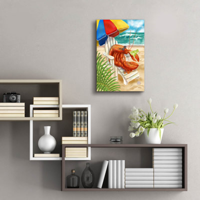 Art mural en verre Rosecliff Heights «Beach Friends - Lobster» par Shari Warren