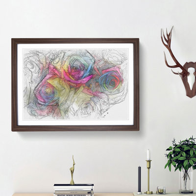 Multi-Coloured Rainbow Roses in Abstract - Picture Frame Graphic Art Print