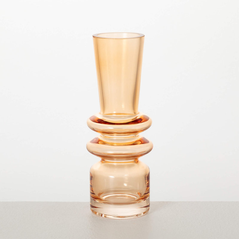 Vase en verre ambré H 8 po