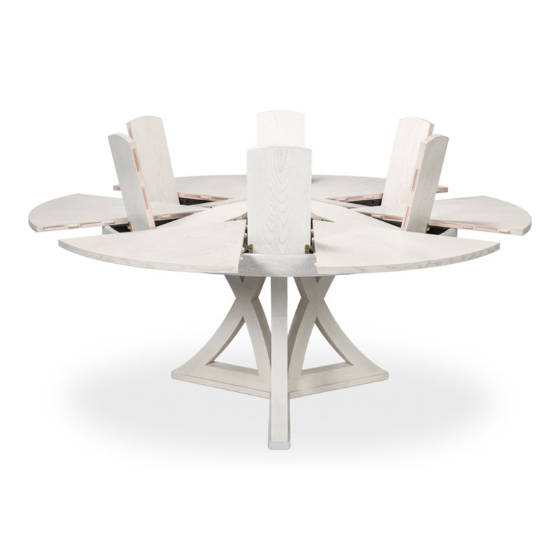 Casual Round Solid Oak Dining Table, Bleached Oak, 30"H x 64"L x 64"W