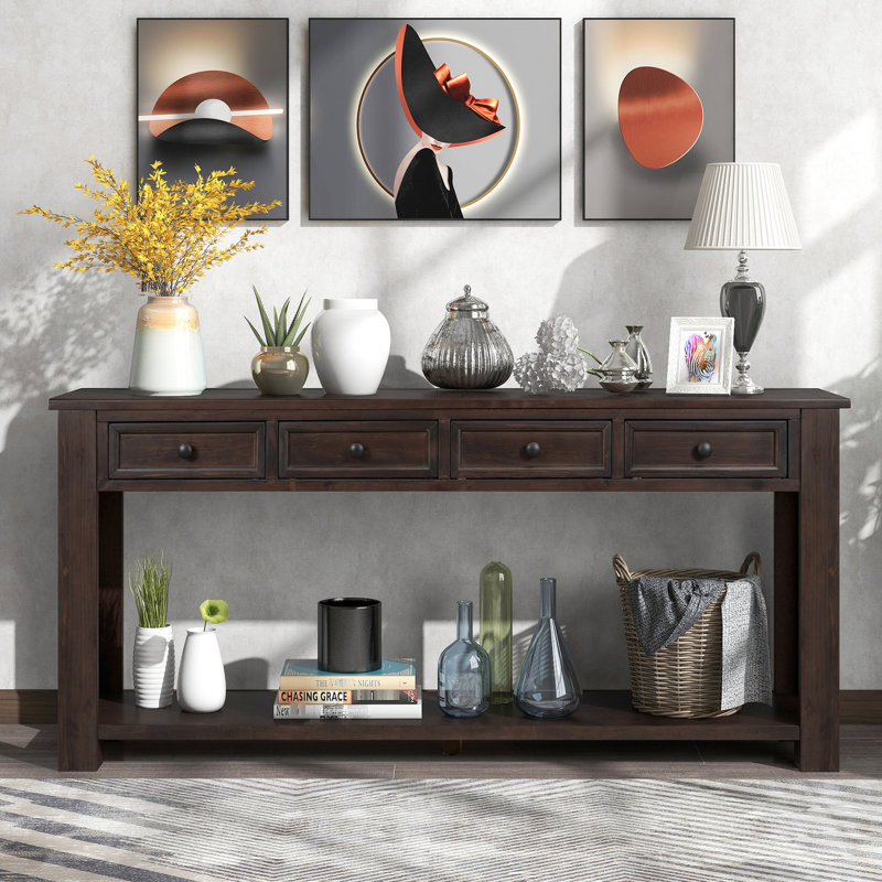 Armoire console rectangulaire: pratique pour la table de bureau avec tiroir, Espresso