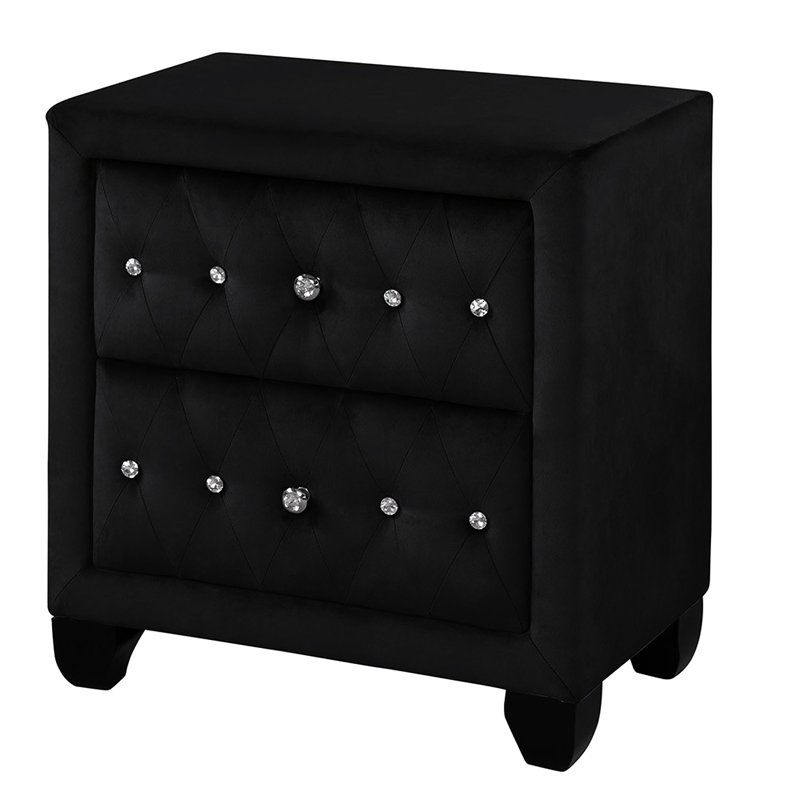 Table de chevet 2 en bois noir avec espace de rangement généreux pour chambre à coucher, Noir