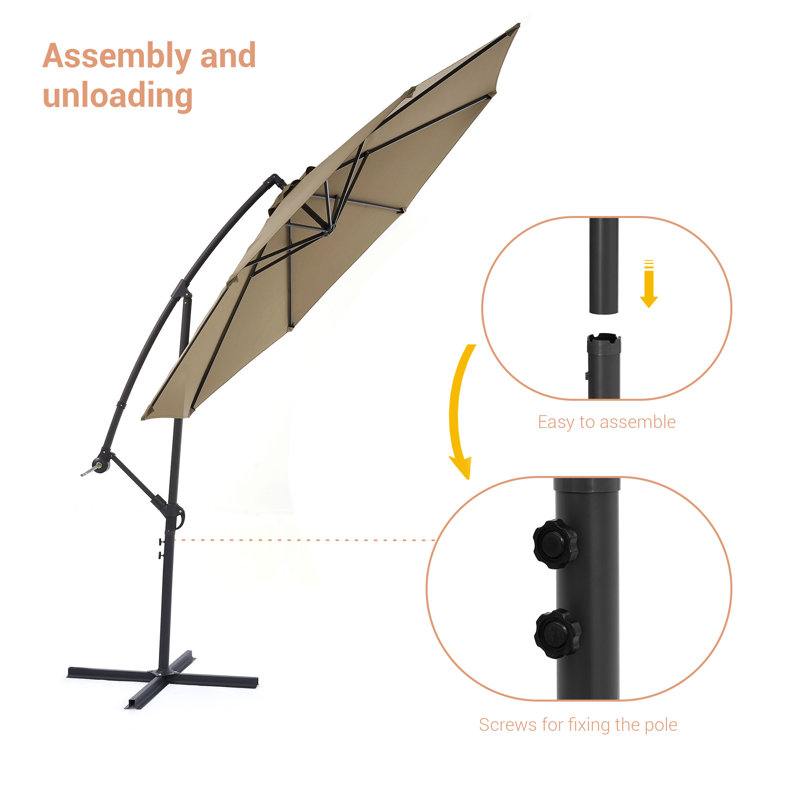 Parasol en porte-à-faux 120 po, Taupe