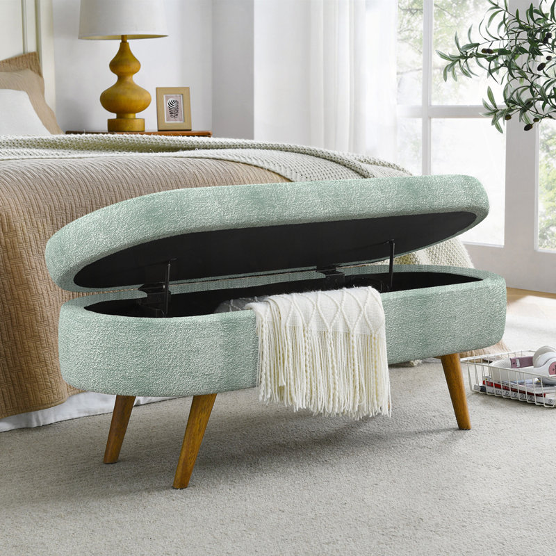 Maly Upholstered 2-Seater Storage Bench, Cyan