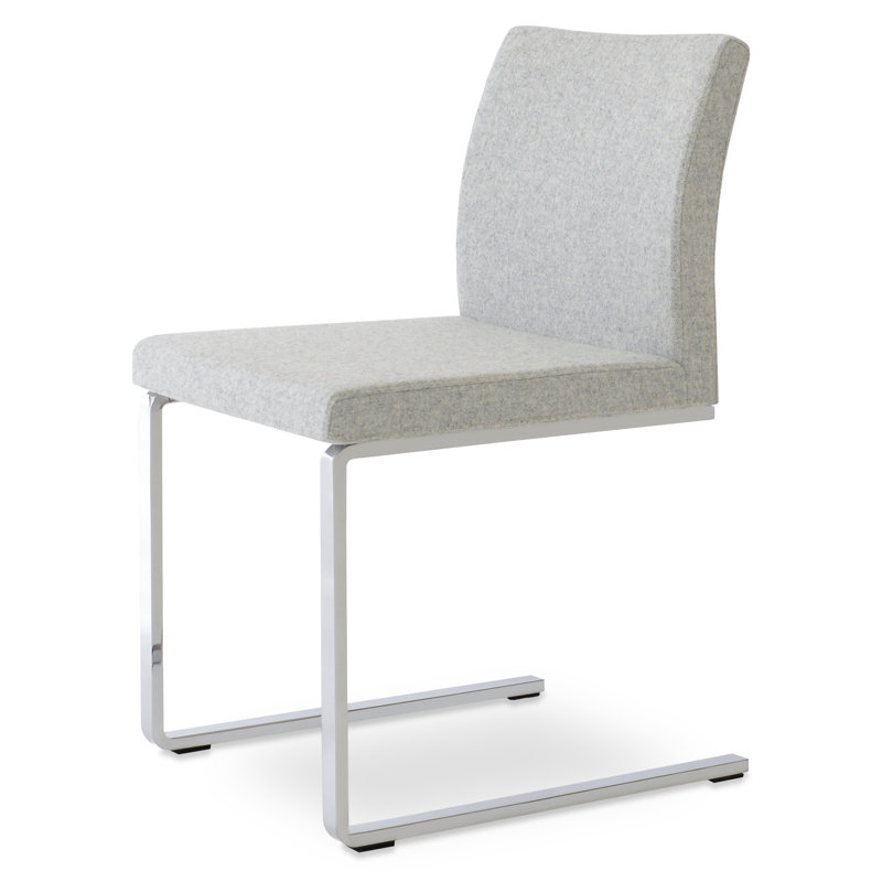 Aria Flat Side Chair, Silver Wool