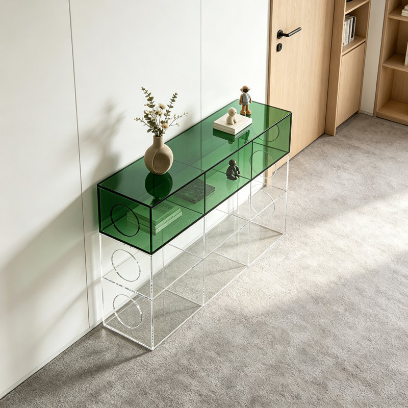 Console de rangement ouverte en acrylique vert, H 35,43 po x l 47,24 po x P 9,84 po